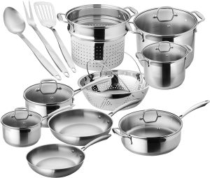 Chef's Star Premium Pots And Pans Set - 17 Piece Stainless Steel Induction Cookware Set 