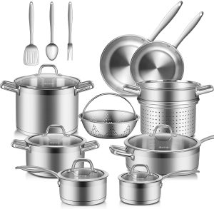 Duxtop 17-Piece Pots and Pans Set, Stainless Steel Induction Cookware Set
