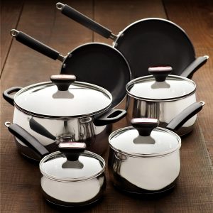 Paula Deen Signature Stainless Steel Cookware Pots and Pans Set, 12 Piece