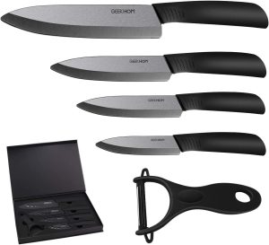 GEEKHOM Kitchen Knives, Stainless Steel Ceramic Knife Set