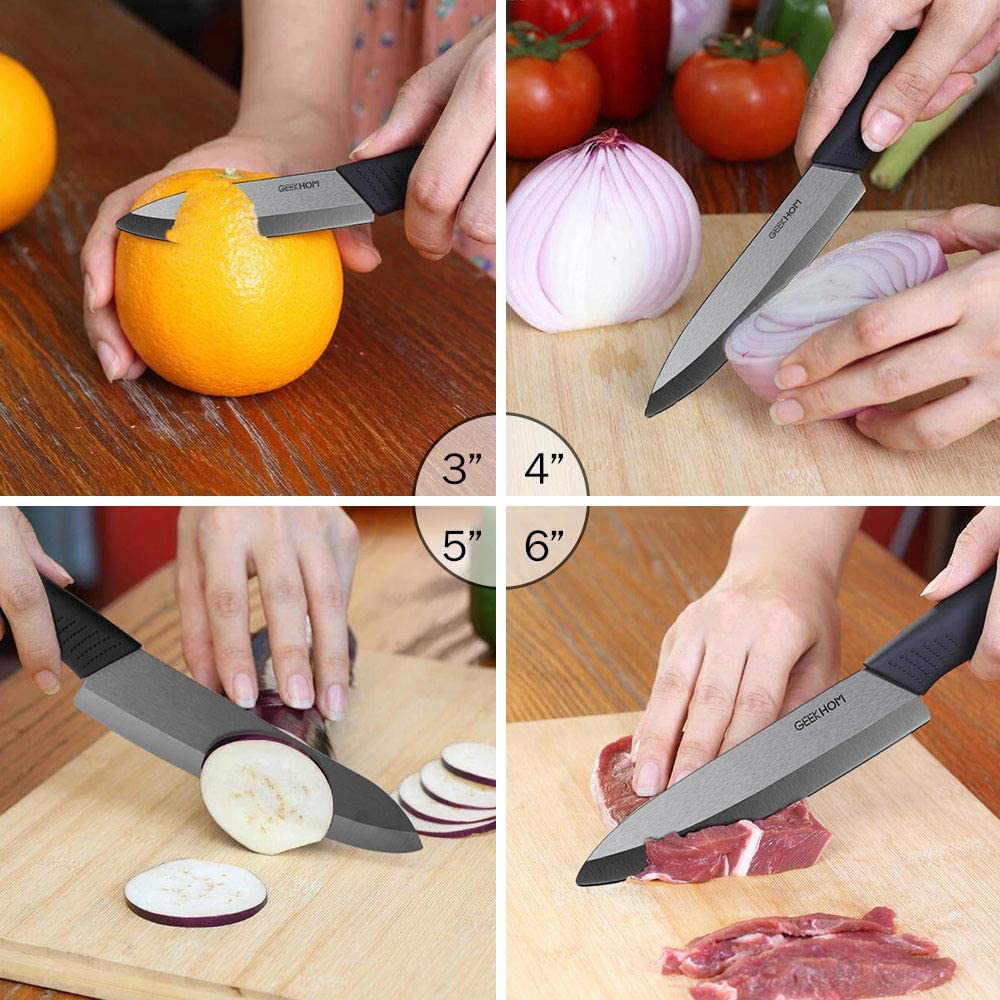 GEEKHOM Kitchen Knives, Stainless Steel Ceramic Knifel