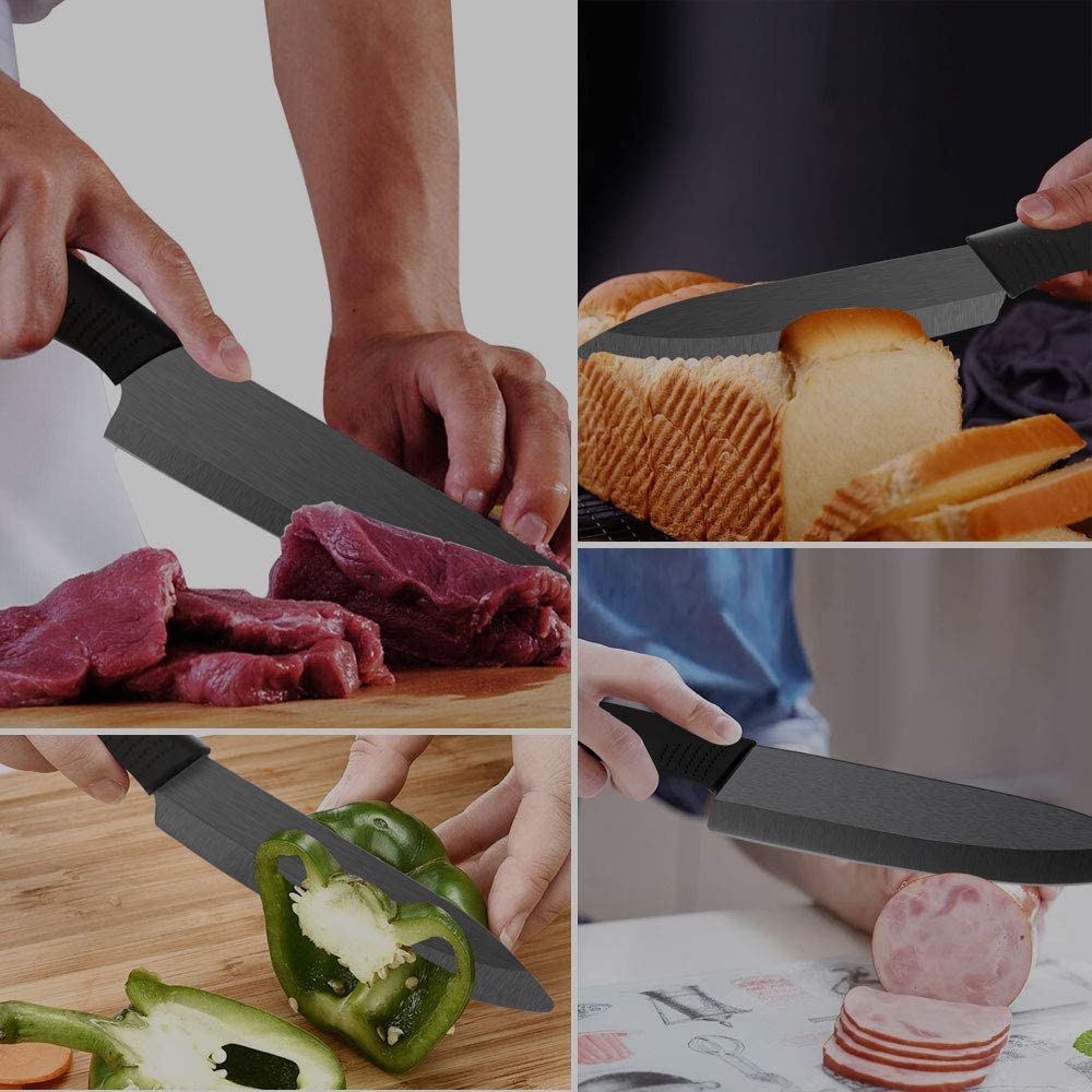 GEEKHOM Kitchen Knives, Stainless Steel Ceramic Knifet